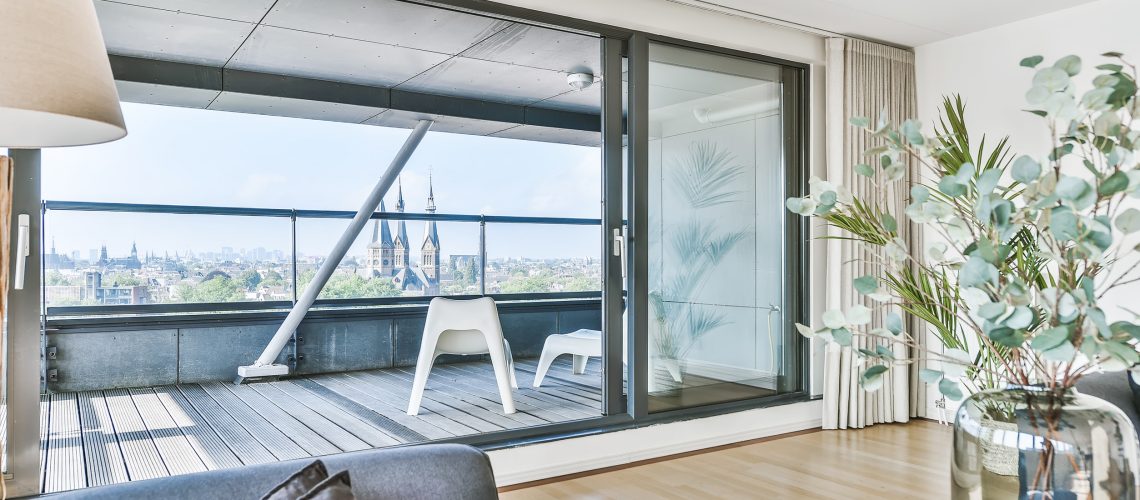 Large spacious balcony in a luxury home